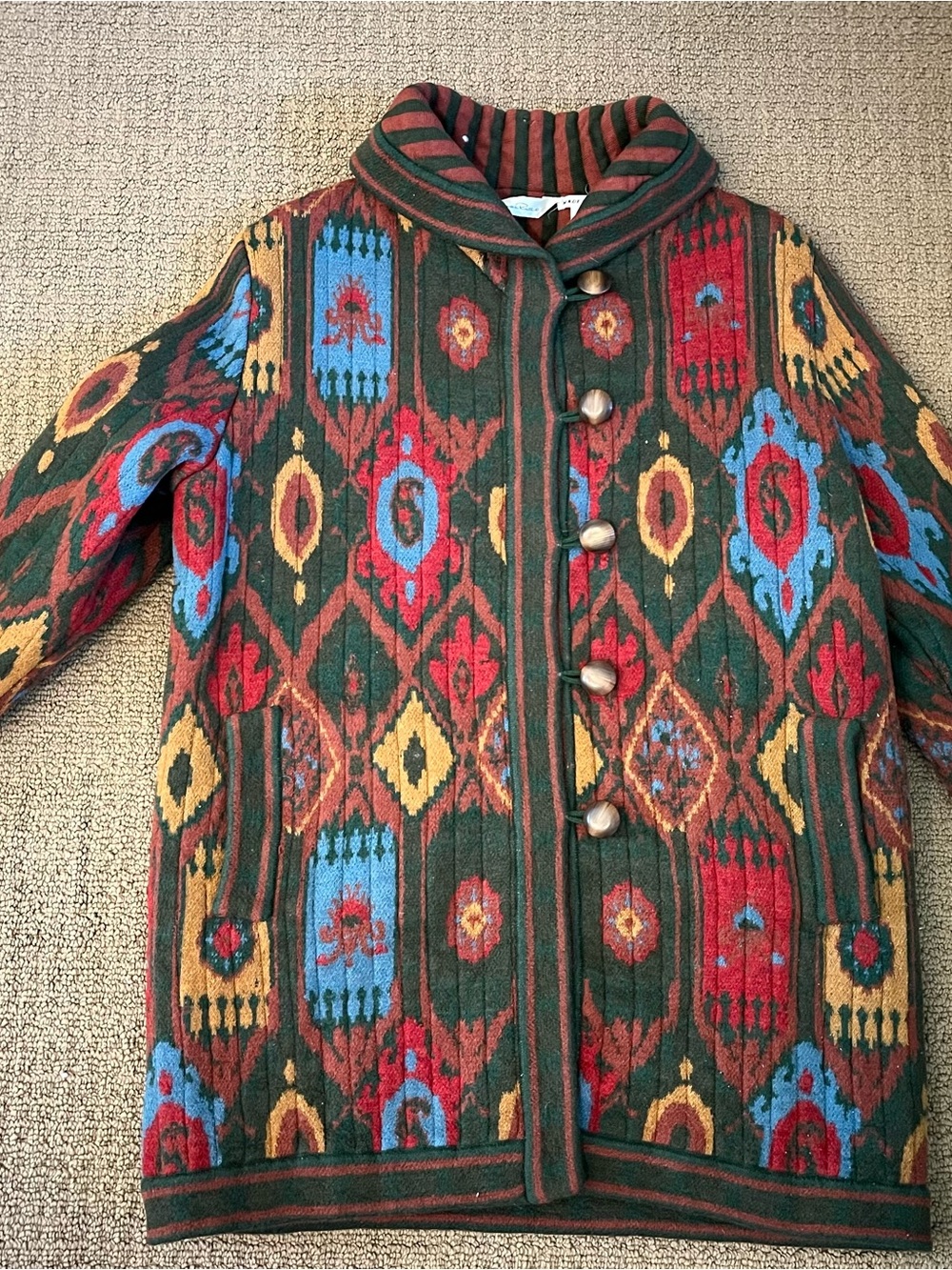 Vintage Oscar de la Renta Nordic style heavyweight knit jacket size M